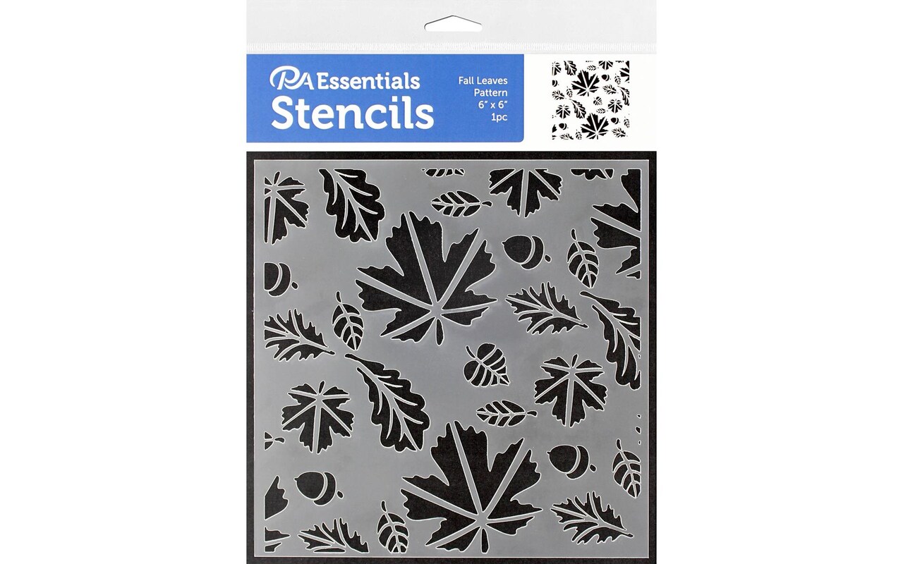 PA Essentials Stencil Fall Leaves Pattern for Painting on Wood, Canvas, Paper, Fabric, Wall and Tile, Reusable DIY Art and Craft Stencils for Painting, 6"x6" Inches